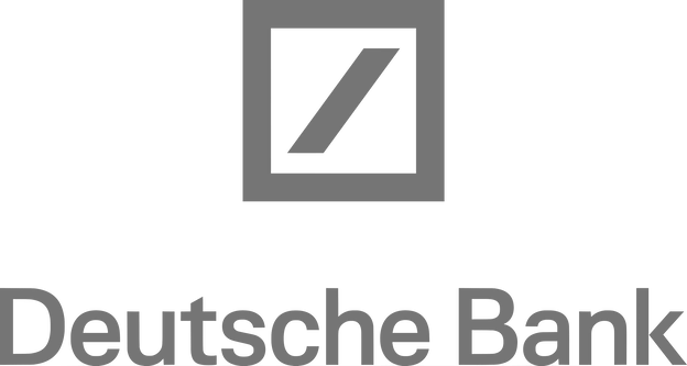 Deutsche Bank Logo. Grey text with transparent background