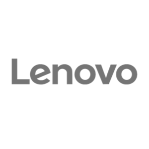 Lenovo logo, grey text on a transparent background