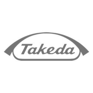 Takeda Pharmaceuticals logos, grey on clear background